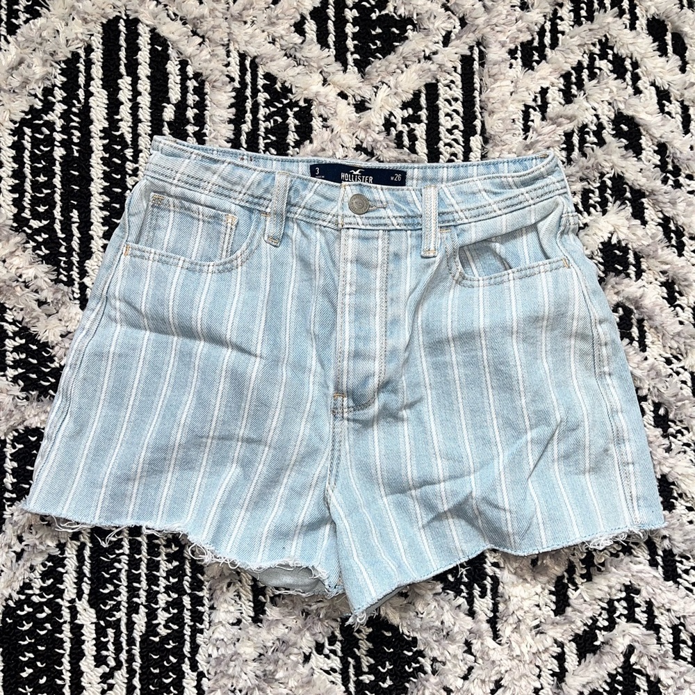 Hollister Light Blue Striped Women's Shorts